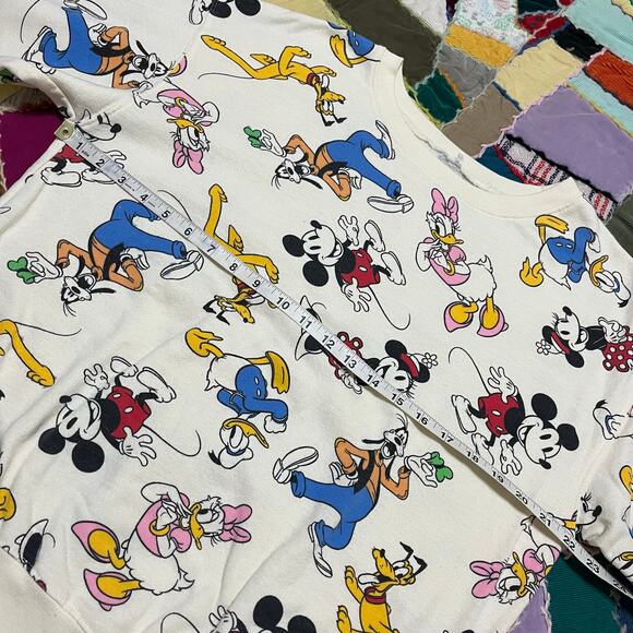 Vintage Disney Mickey Goofy Donald Duck Minnie AOP Crewneck Large - Picture 4 of 5